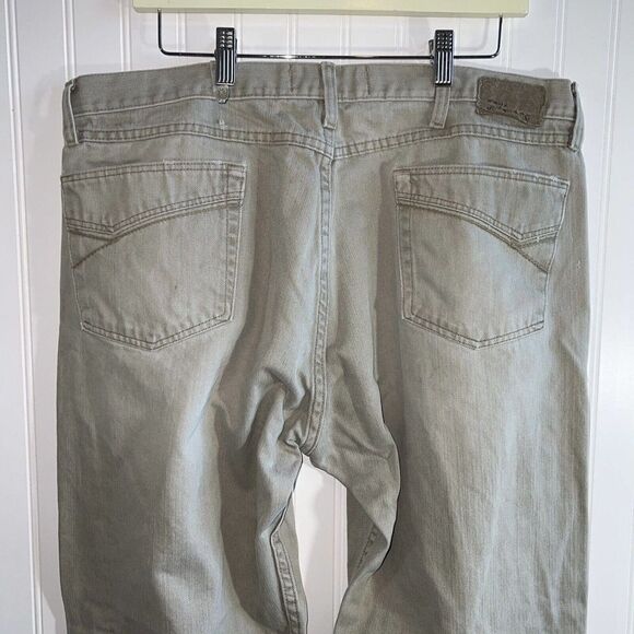 Wrangler Jeans Size 38x32 Mens Relaxed Fit Destroyed Stained Light Khakis - Picture 7 of 9